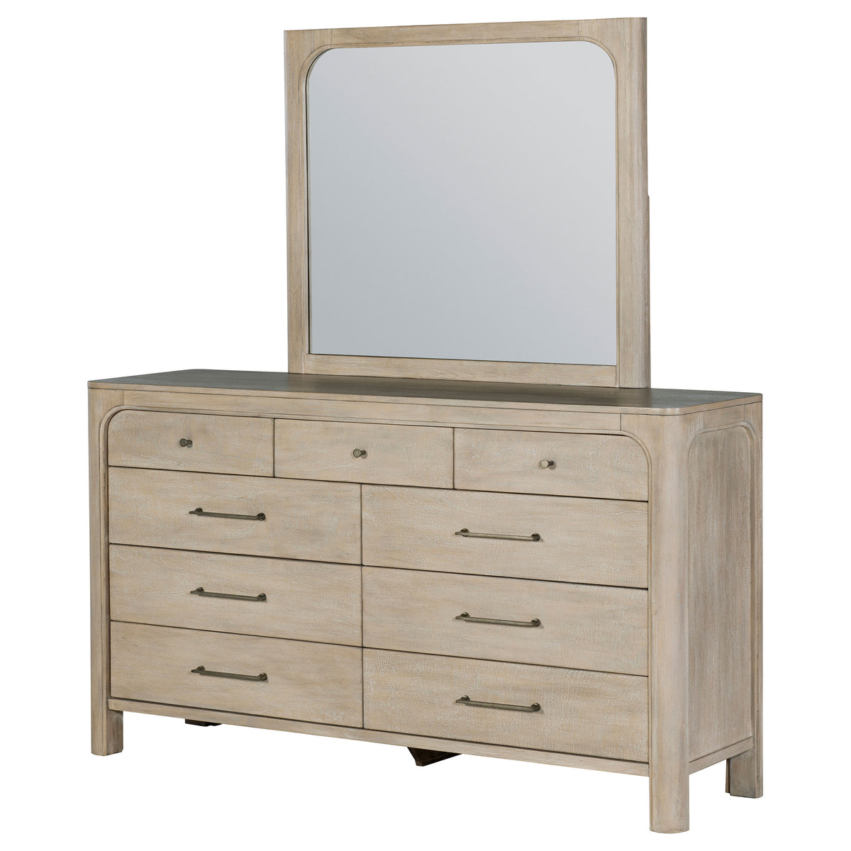 Solano 9-drawer Bedroom Dresser Weathered Mango - With Mirror