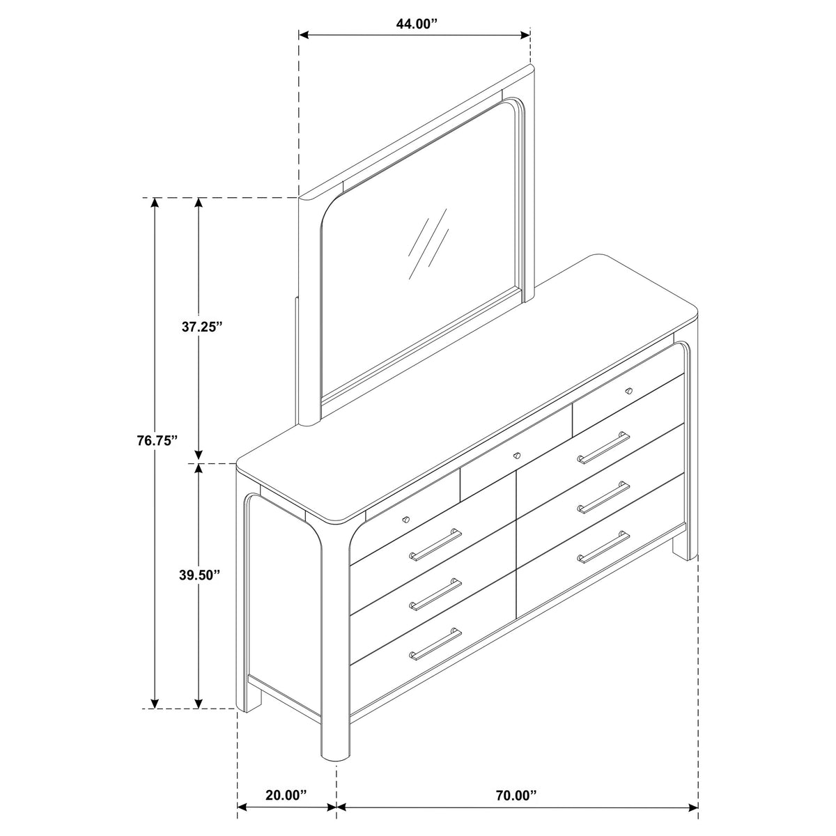 Solano 9-drawer Bedroom Dresser Weathered Mango - With Mirror