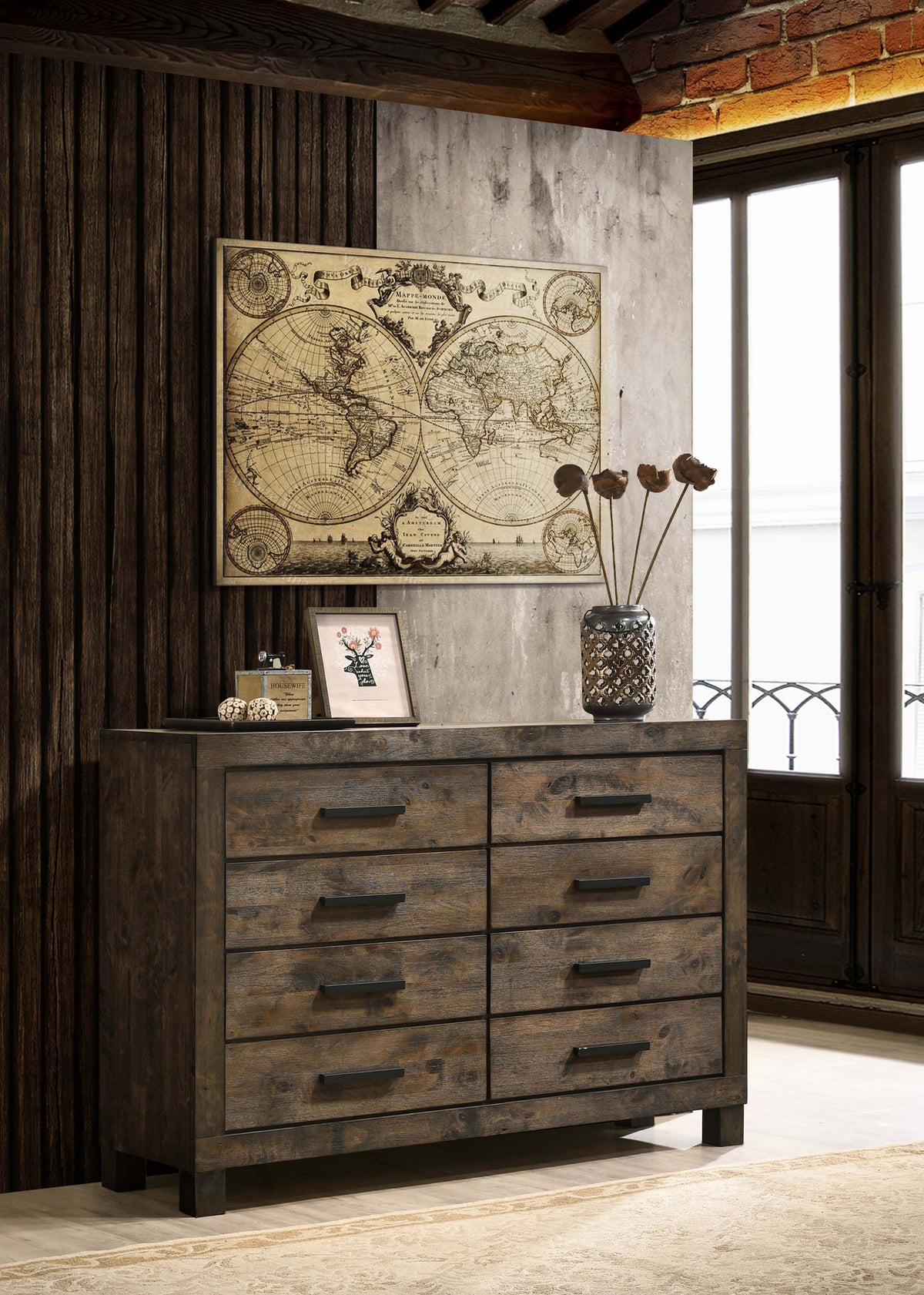 Woodmont 8-drawer Dresser Rustic Golden Brown - Without Mirror