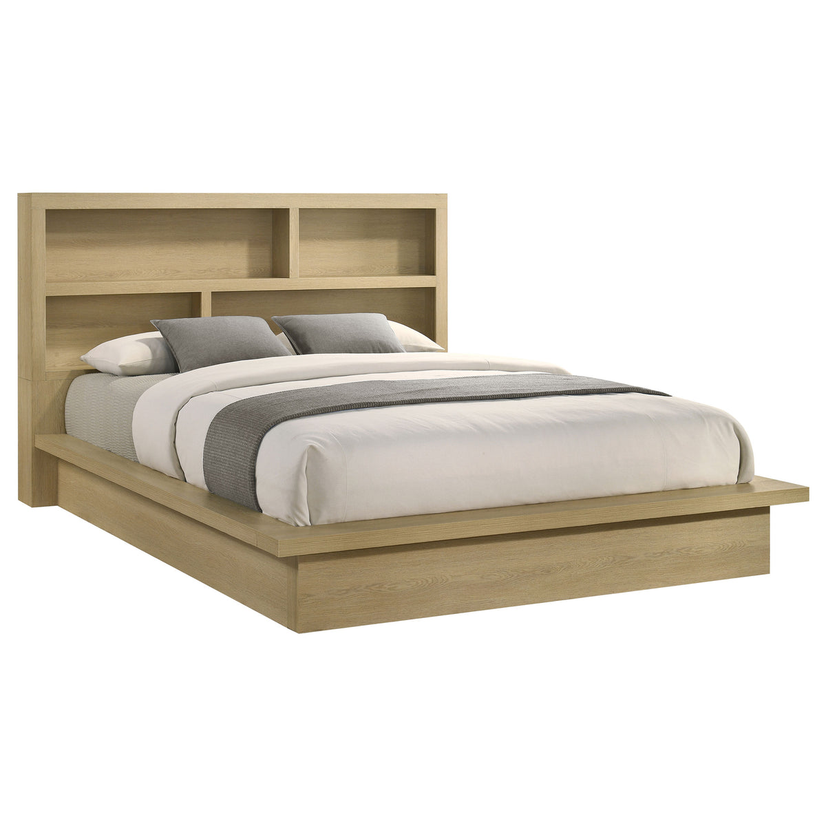 Hendricks Bookcase Headboard Platform Bed Light Oak - Eastern King