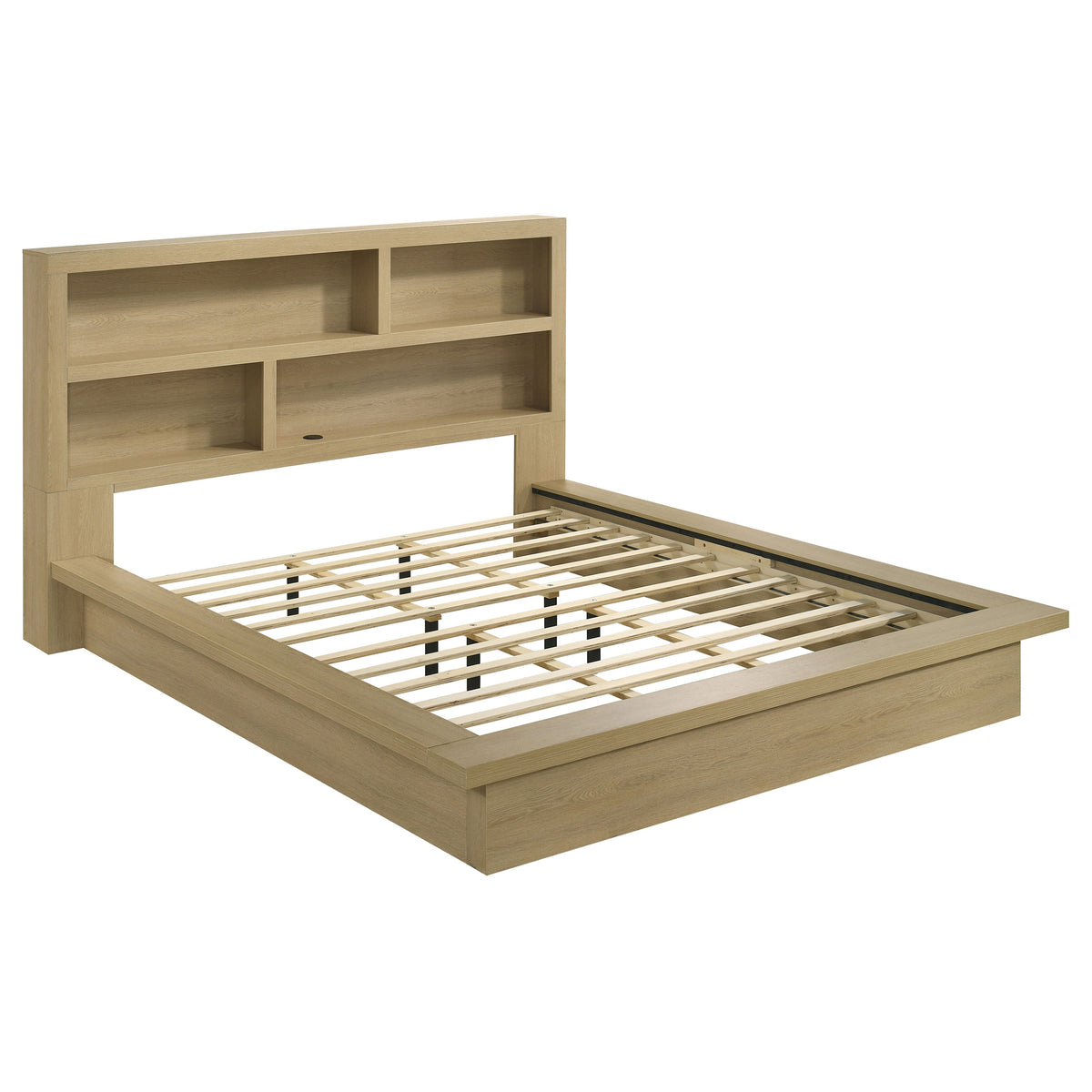 Hendricks Bookcase Headboard Platform Bed Light Oak - California King