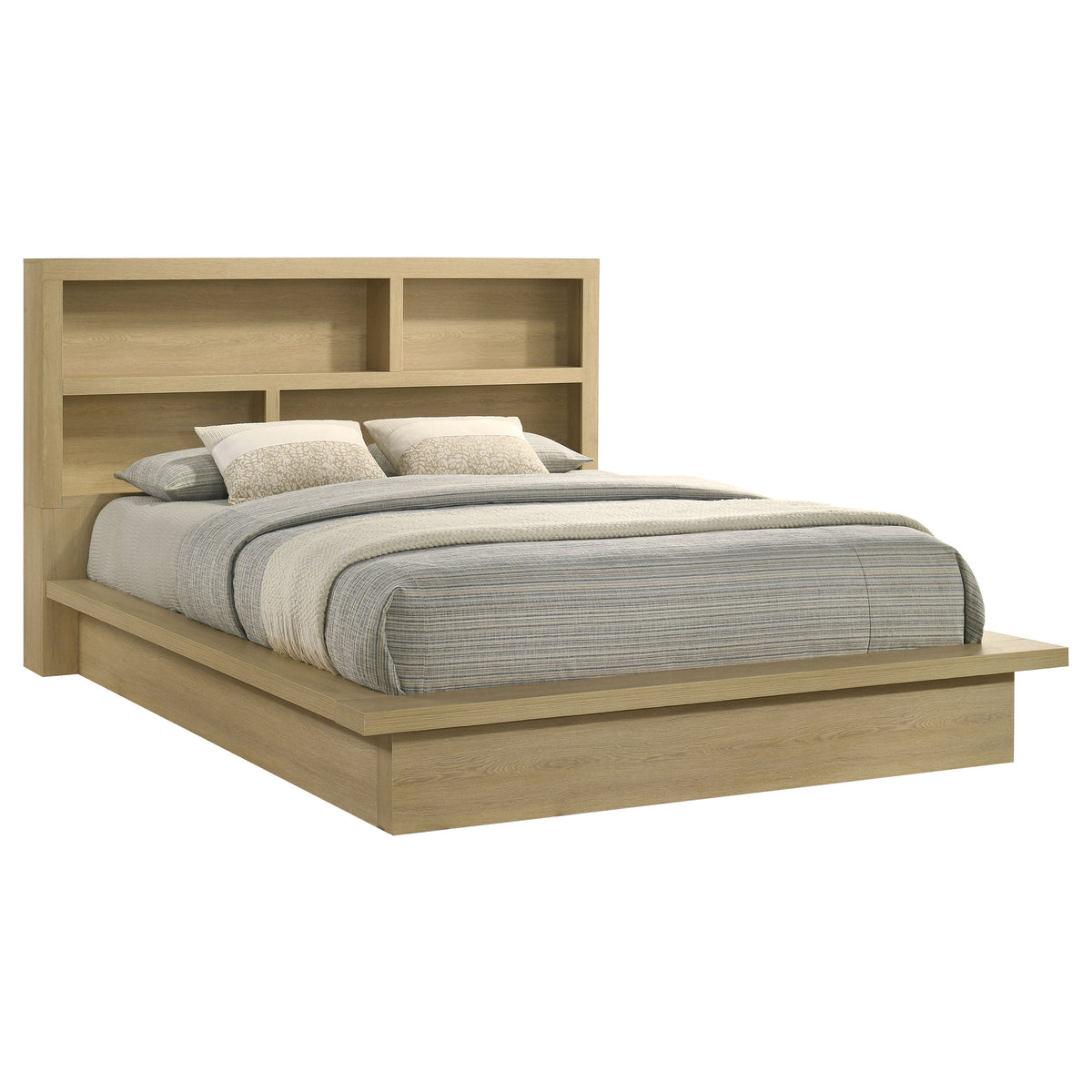 Hendricks Bookcase Headboard Platform Bed Light Oak - California King