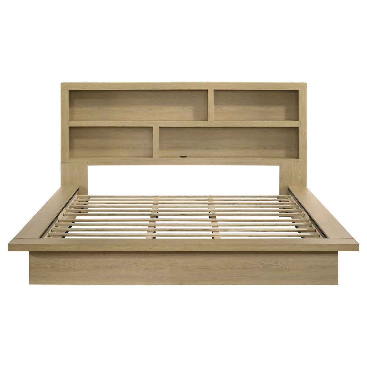 Hendricks Bookcase Headboard Platform Bed Light Oak - California King