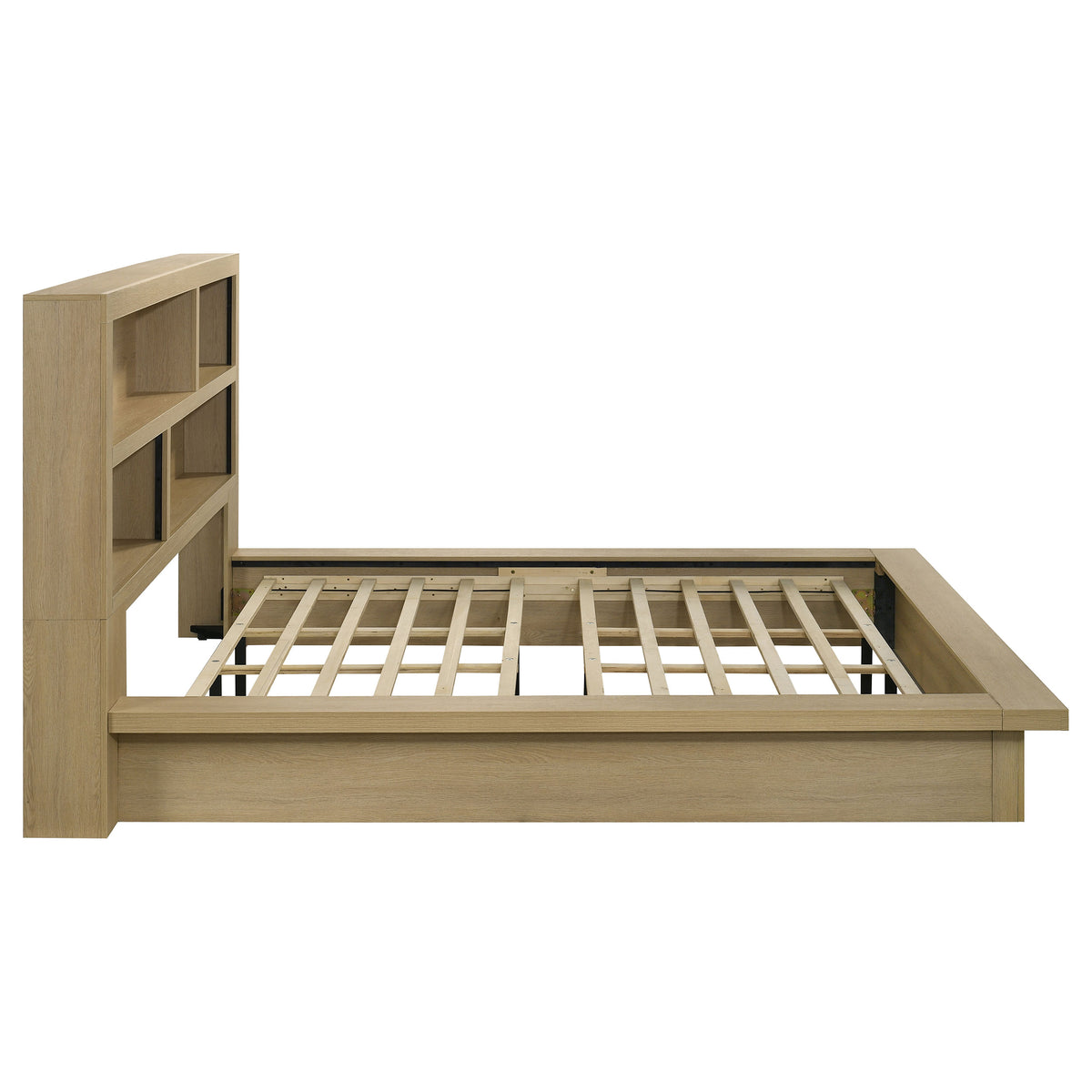 Hendricks Bookcase Headboard Platform Bed Light Oak - California King