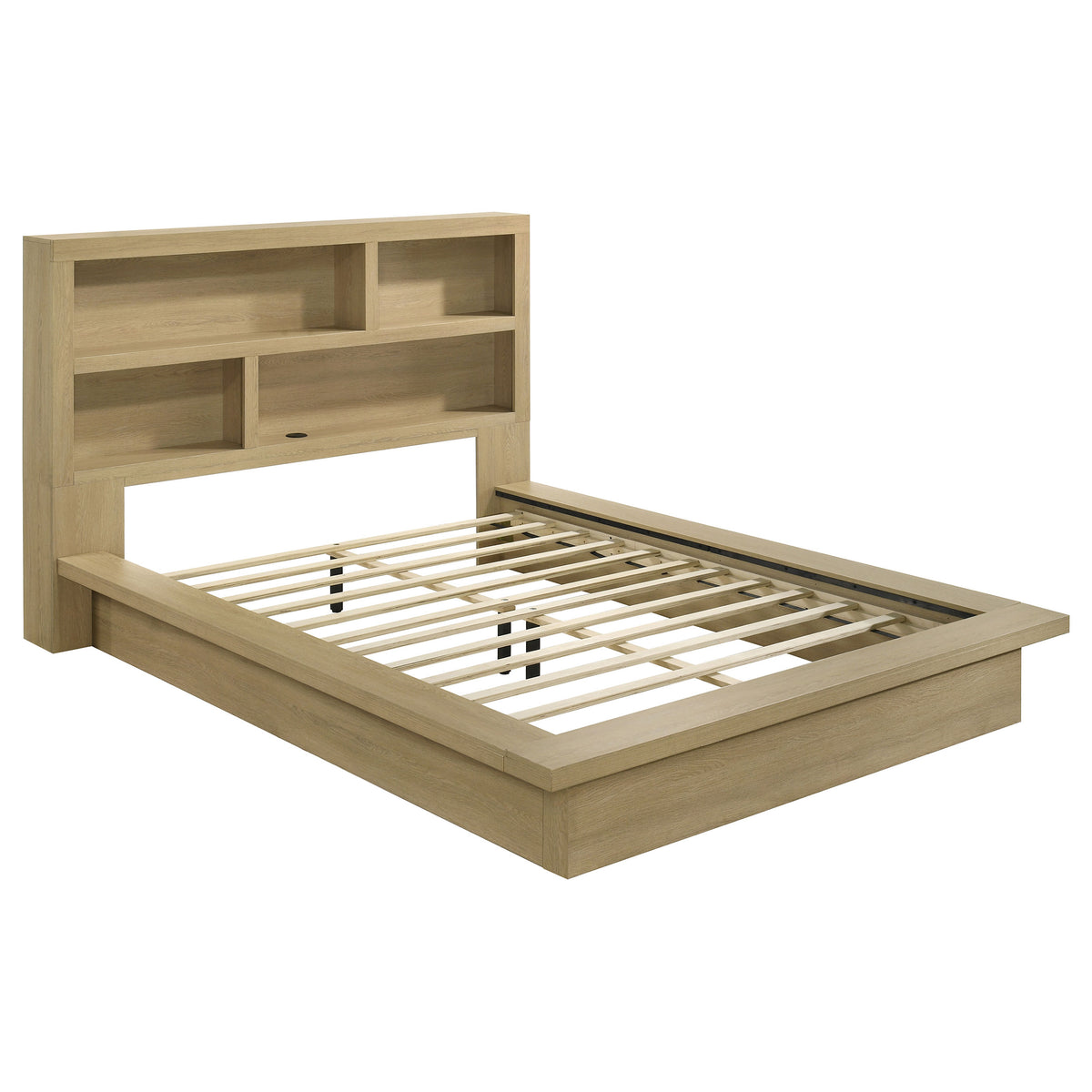 Hendricks Bookcase Headboard Platform Bed Light Oak - Queen