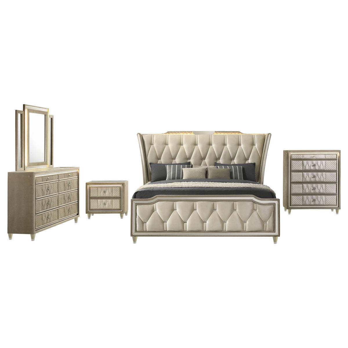 Lorient 5-piece Bedroom Set with Dresser - California King, Ivory and Camel
