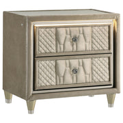 Lorient 2-drawer LED Nightstand with USB - Ivory and Camel