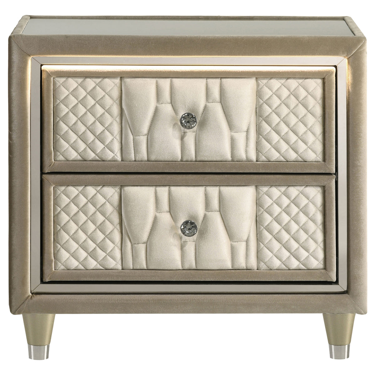 Lorient 2-drawer LED Nightstand with USB - Ivory and Camel