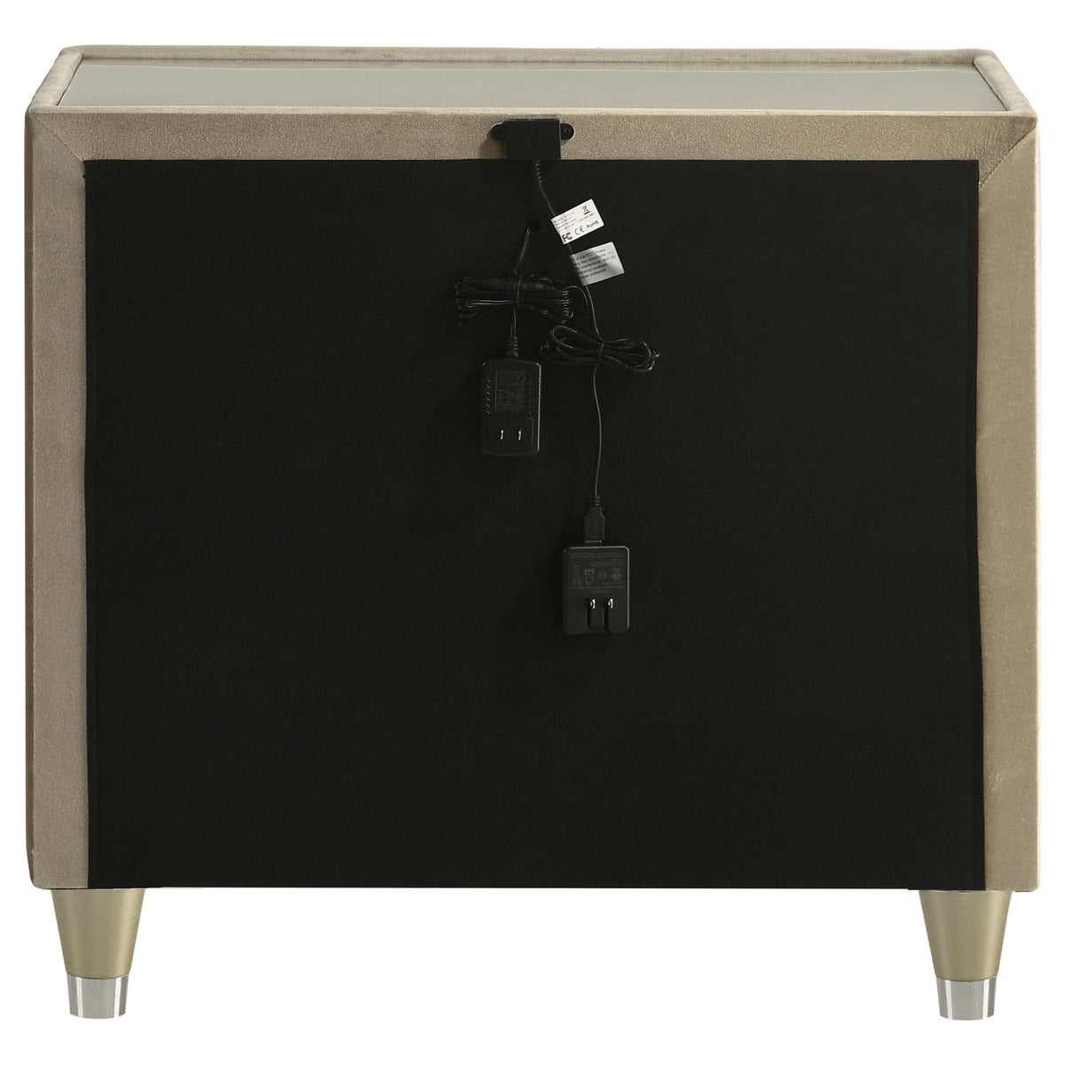 Lorient 2-drawer LED Nightstand with USB - Ivory and Camel