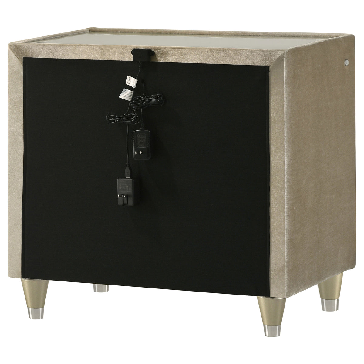 Lorient 2-drawer LED Nightstand with USB - Ivory and Camel