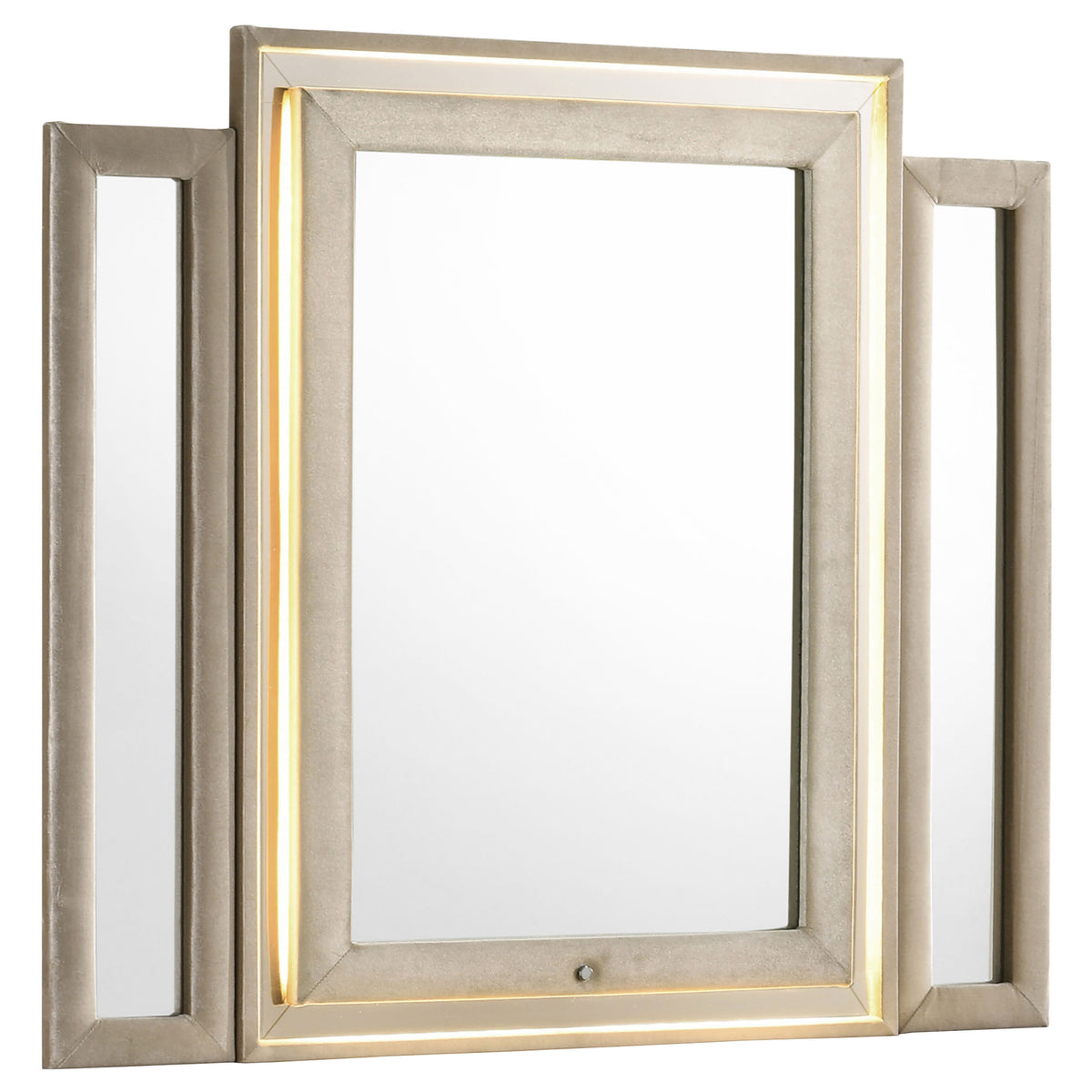 Lorient LED Dresser Mirror - Ivory and Camel