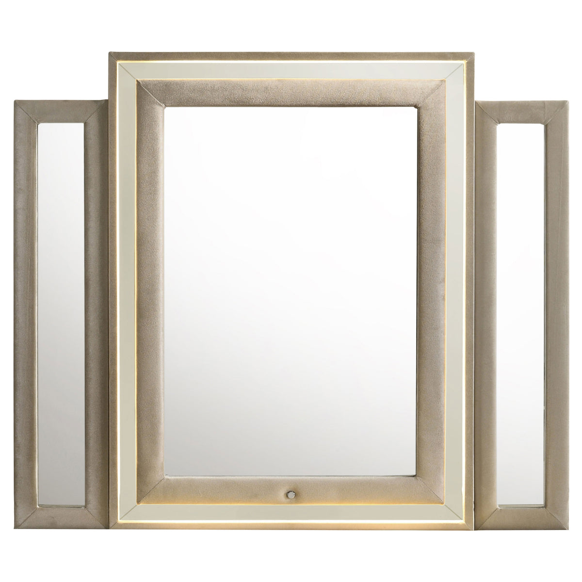Lorient LED Dresser Mirror - Ivory and Camel