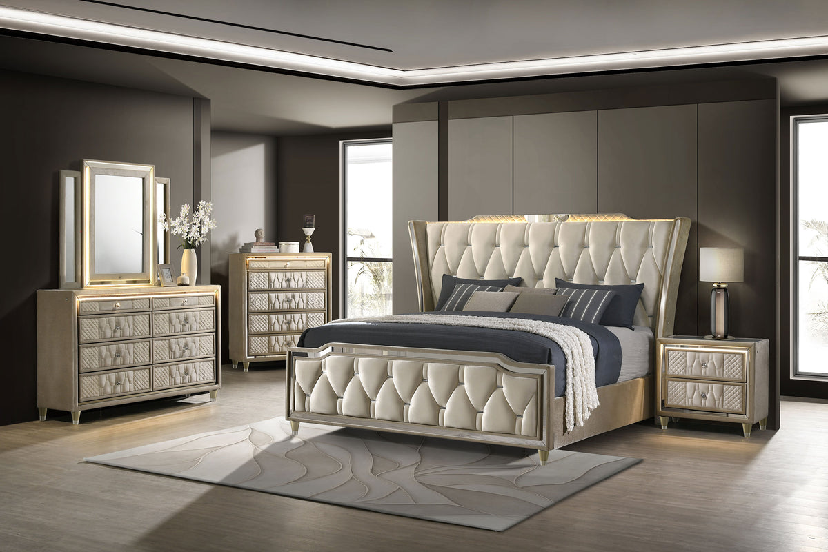 Lorient LED Dresser Mirror - Ivory and Camel