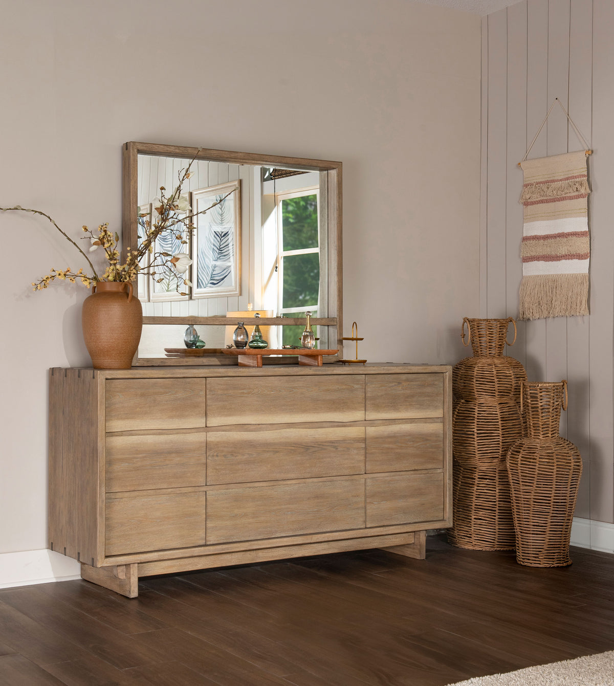 Stillwater Dresser Weathered Oak - With Mirror