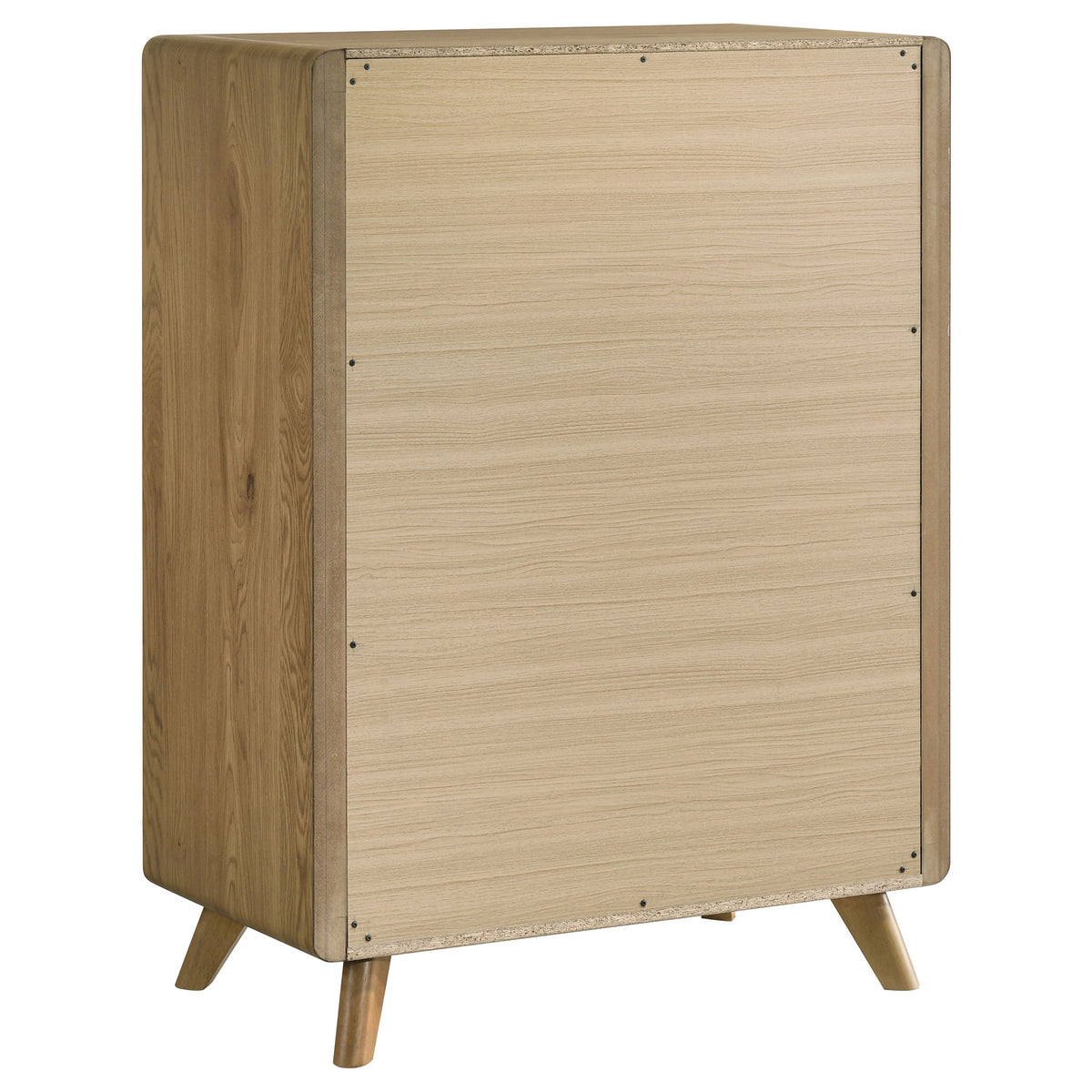 Bennett Mid-Century 5-Drawer Rubberwood Chest Light Oak