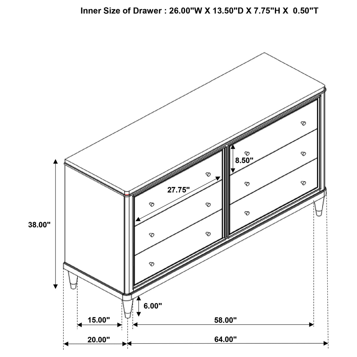 Emberlyn 6-drawer Dresser Brown - Without Mirror