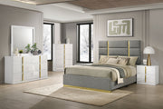Ines 5-piece Bedroom Set White High Gloss - Eastern King, Grey