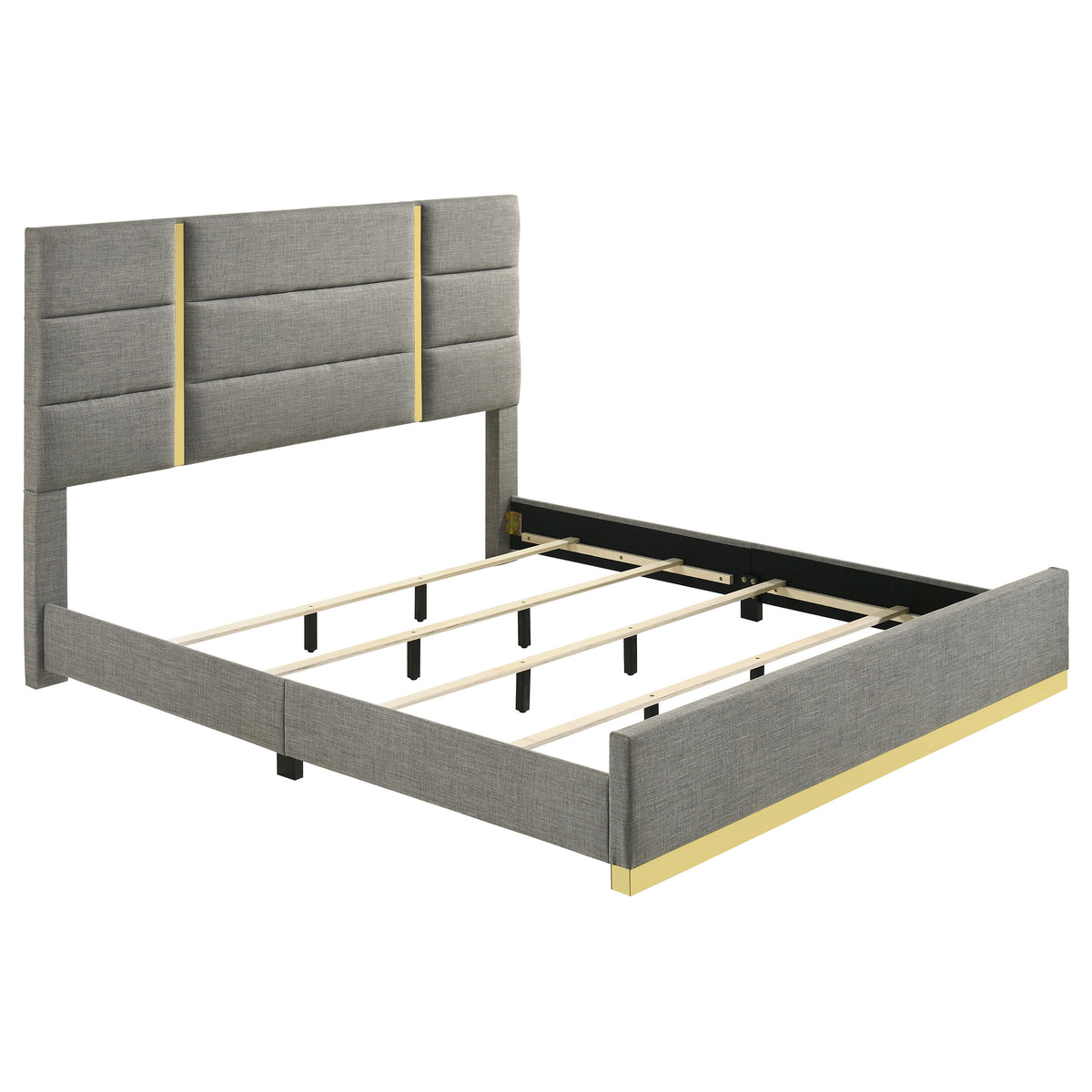 Ines 5-piece Bedroom Set White High Gloss - Eastern King, Grey