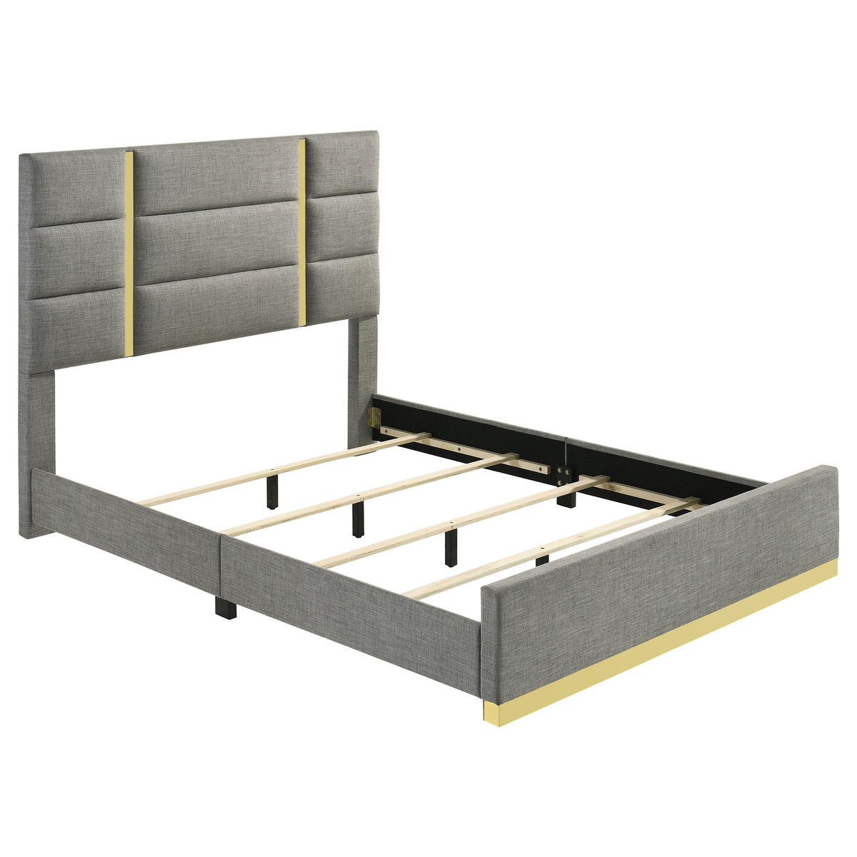 Ines 5-piece Bedroom Set White High Gloss - Queen, Grey