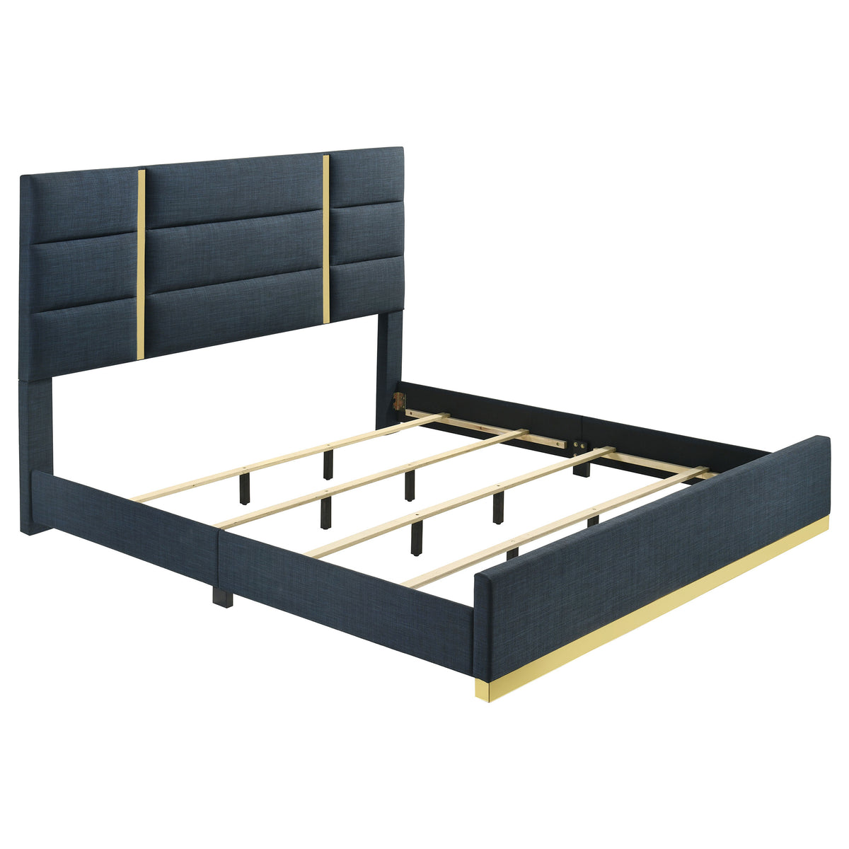 Ines 5-piece Bedroom Set White High Gloss - Eastern King, Navy