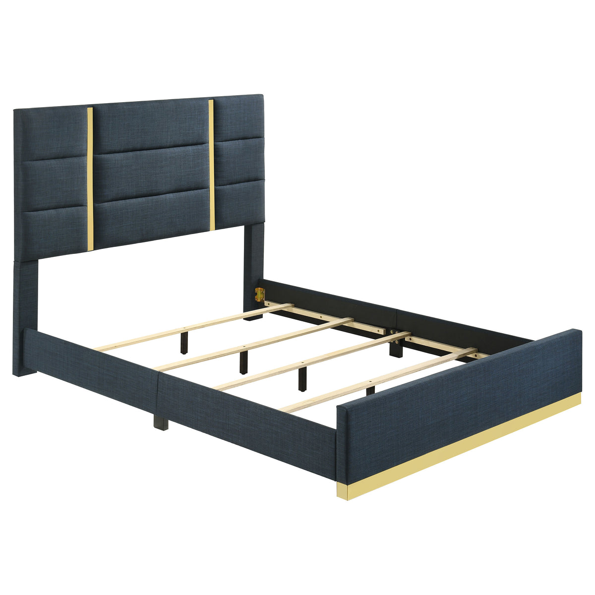 Ines 5-piece Bedroom Set White High Gloss - Queen, Navy