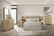 Arielle 5-Piece Upholstered Bedroom Set Light Oak - Eastern King