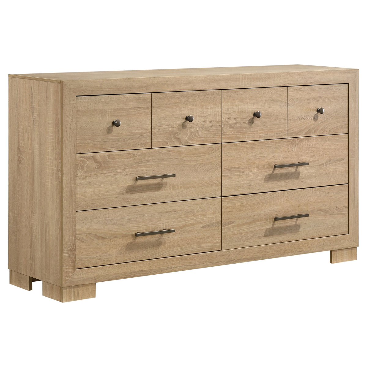 Arielle 5-Piece Upholstered Bedroom Set Light Oak - Eastern King