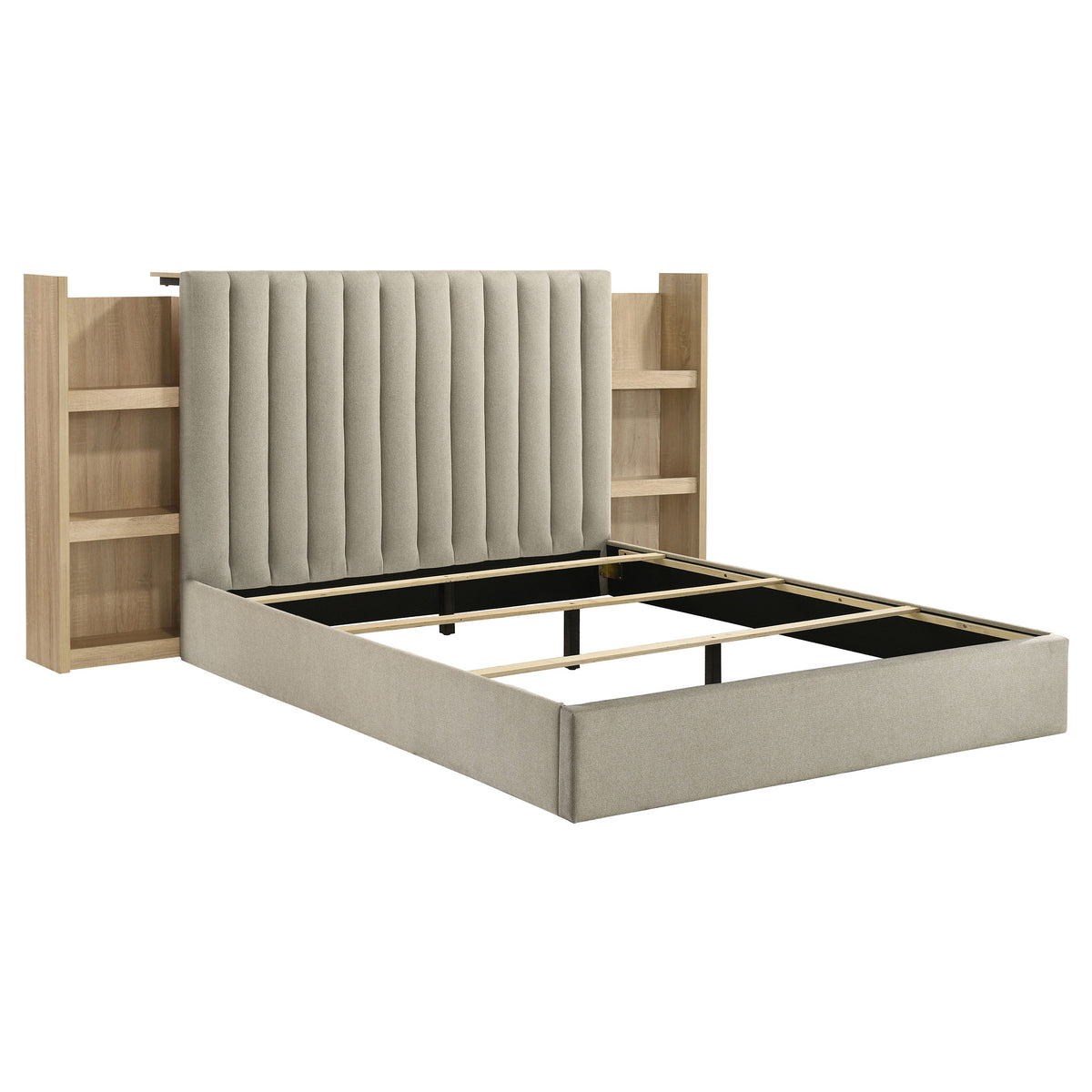 Arielle 5-Piece Upholstered Bedroom Set Light Oak - Queen