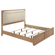 Leanne LED Panel Bed Off White and Light Oak - Eastern King