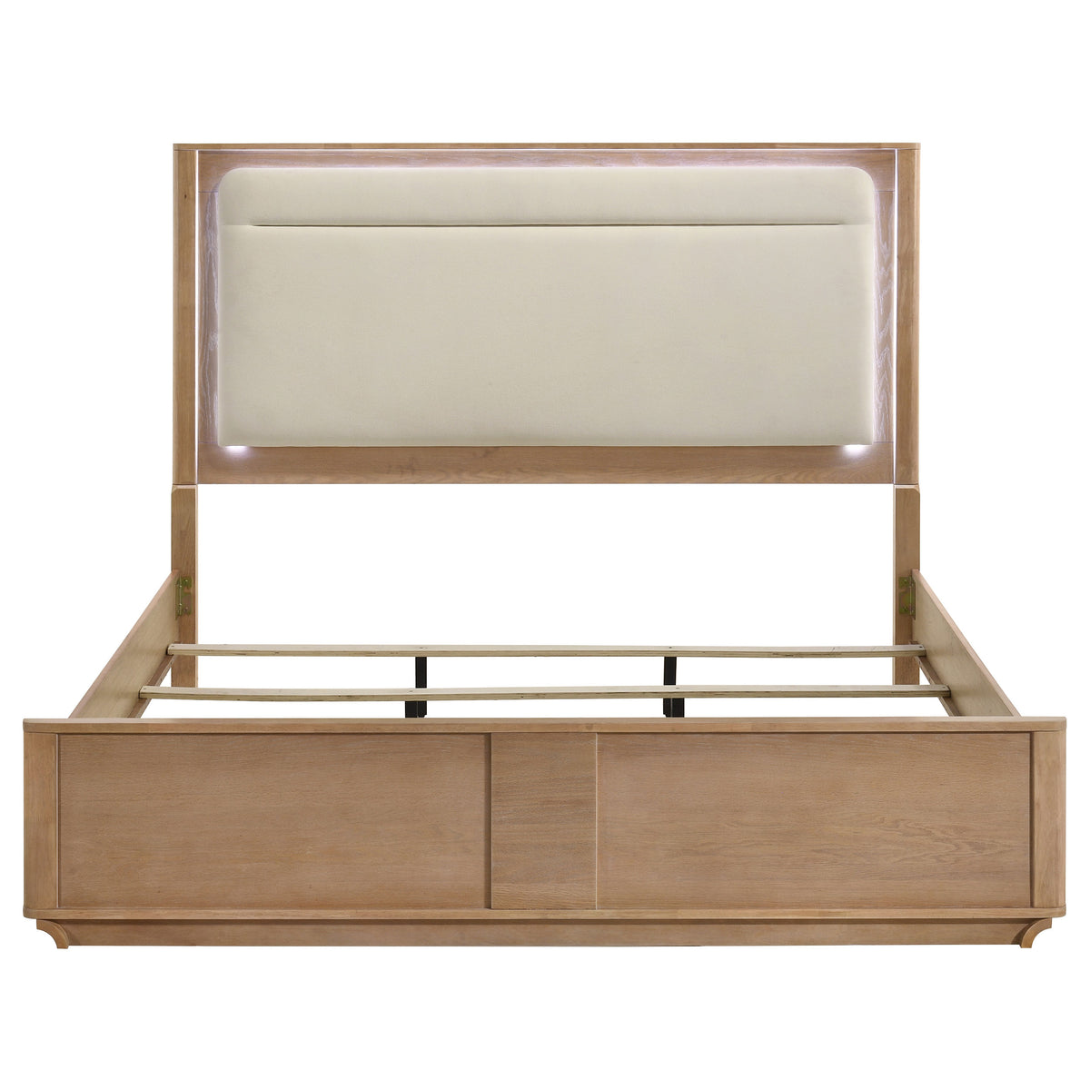 Leanne LED Panel Bed Off White and Light Oak - Eastern King