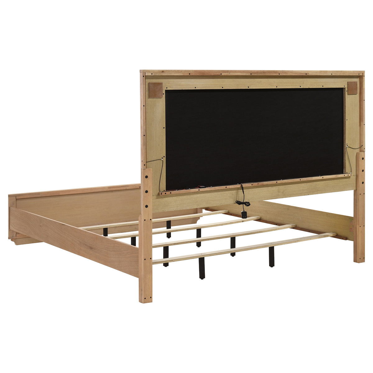 Leanne LED Panel Bed Off White and Light Oak - Eastern King