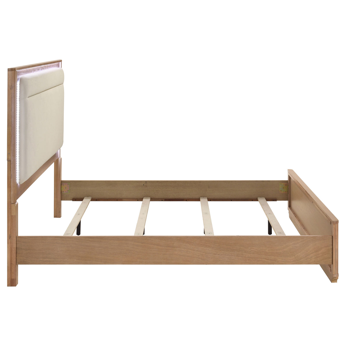 Leanne LED Panel Bed Off White and Light Oak - Eastern King