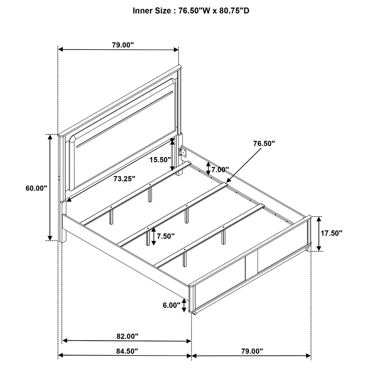 Leanne LED Panel Bed Off White and Light Oak - Eastern King