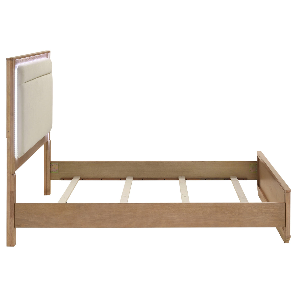 Leanne LED Panel Bed Off White and Light Oak - Queen