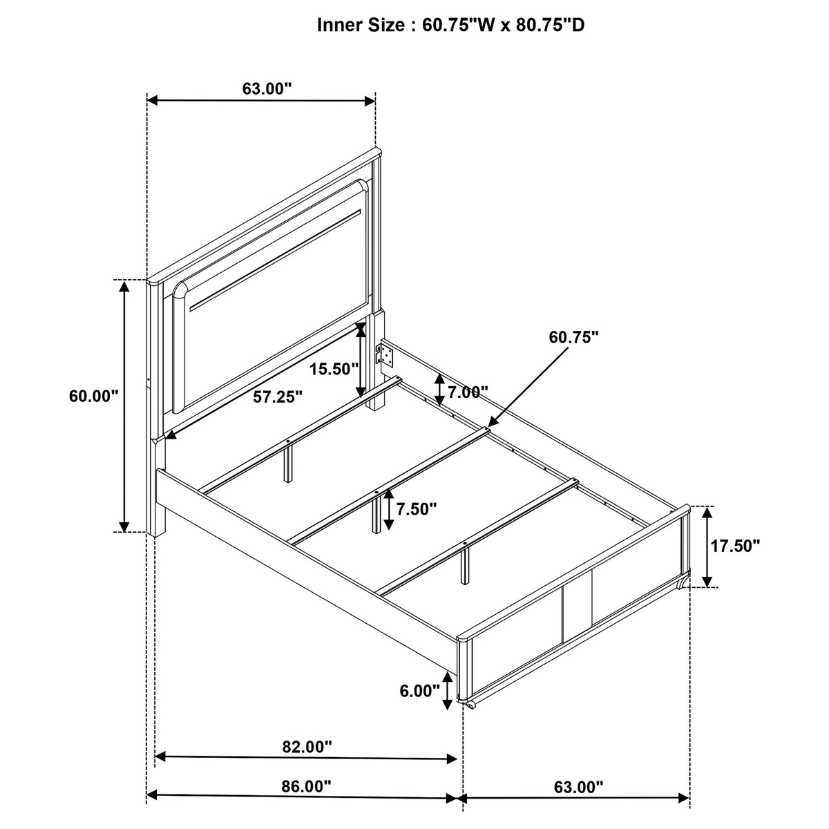 Leanne LED Panel Bed Off White and Light Oak - Queen