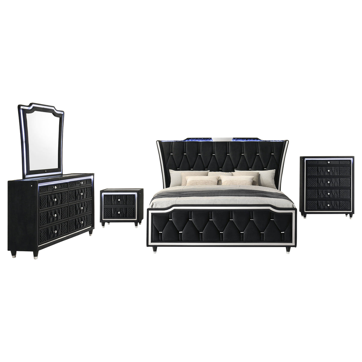 Lorient 5-piece Bedroom Set with Dresser - Queen, Black