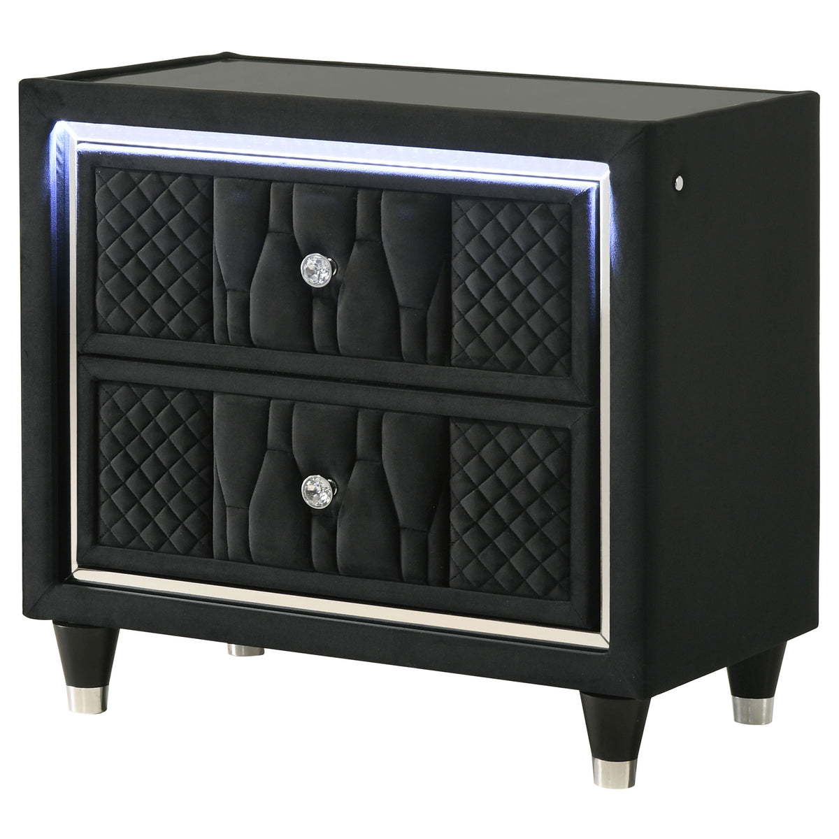 Lorient 2-drawer LED Nightstand with USB - Black