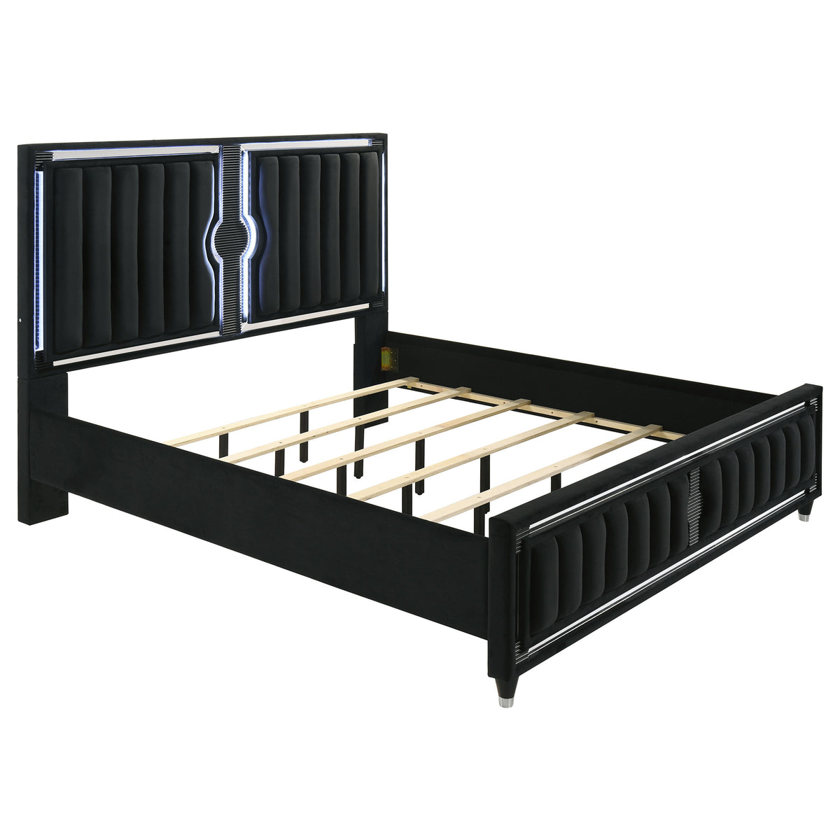 Ravenne 5-piece Velvet Upholstered LED Bedroom Set Black - Eastern King