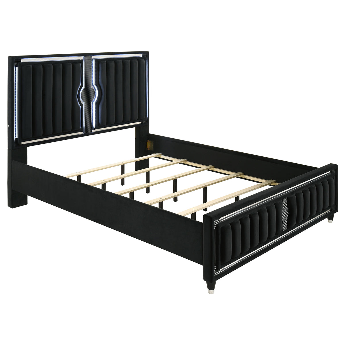 Ravenne 5-piece Velvet Upholstered LED Bedroom Set Black - California King