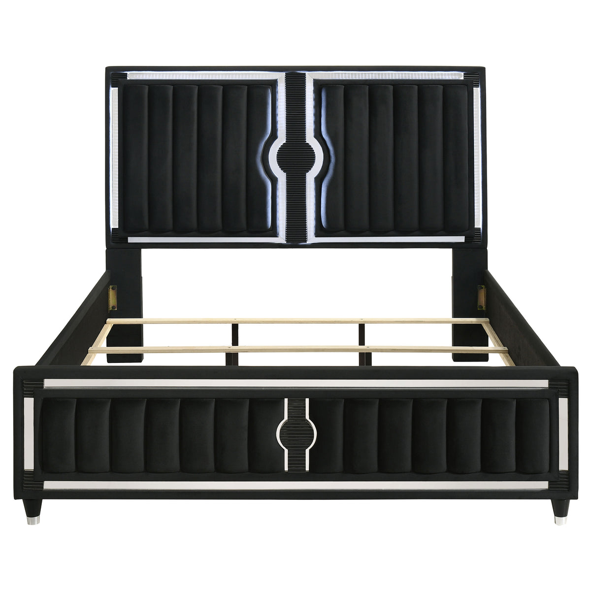 Ravenne Velvet Upholstered LED Panel Bed Black - California King