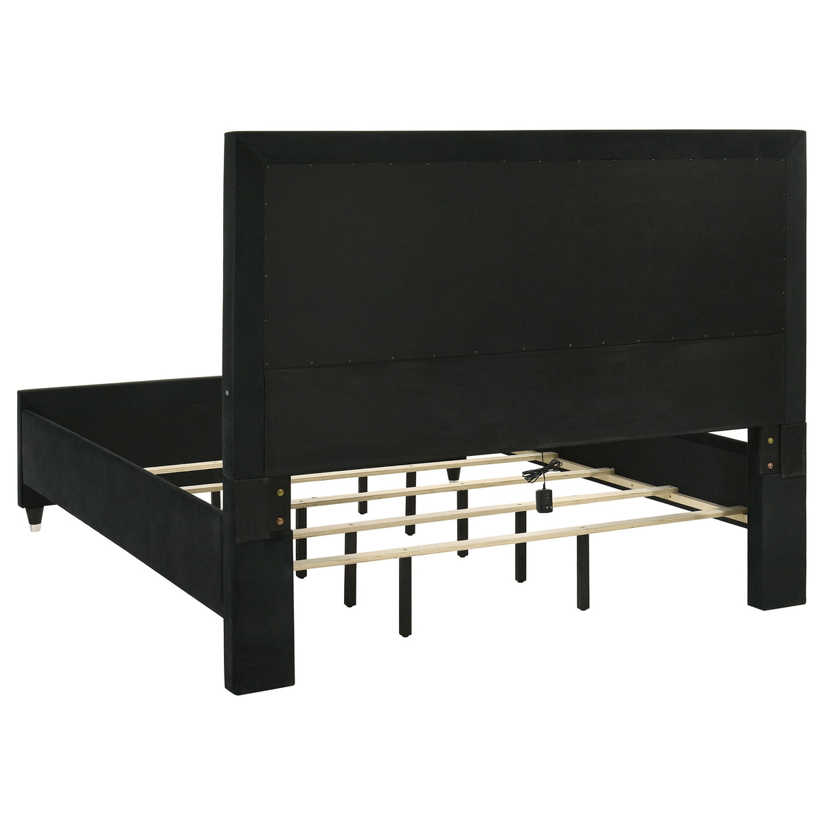 Ravenne Velvet Upholstered LED Panel Bed Black - California King