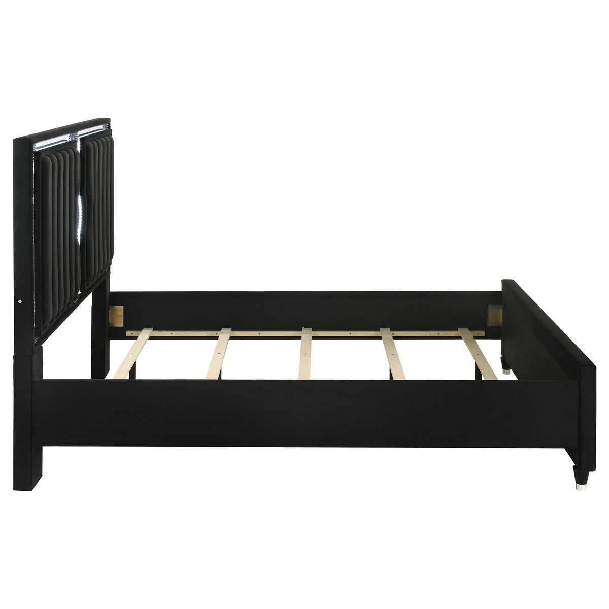 Ravenne Velvet Upholstered LED Panel Bed Black - California King