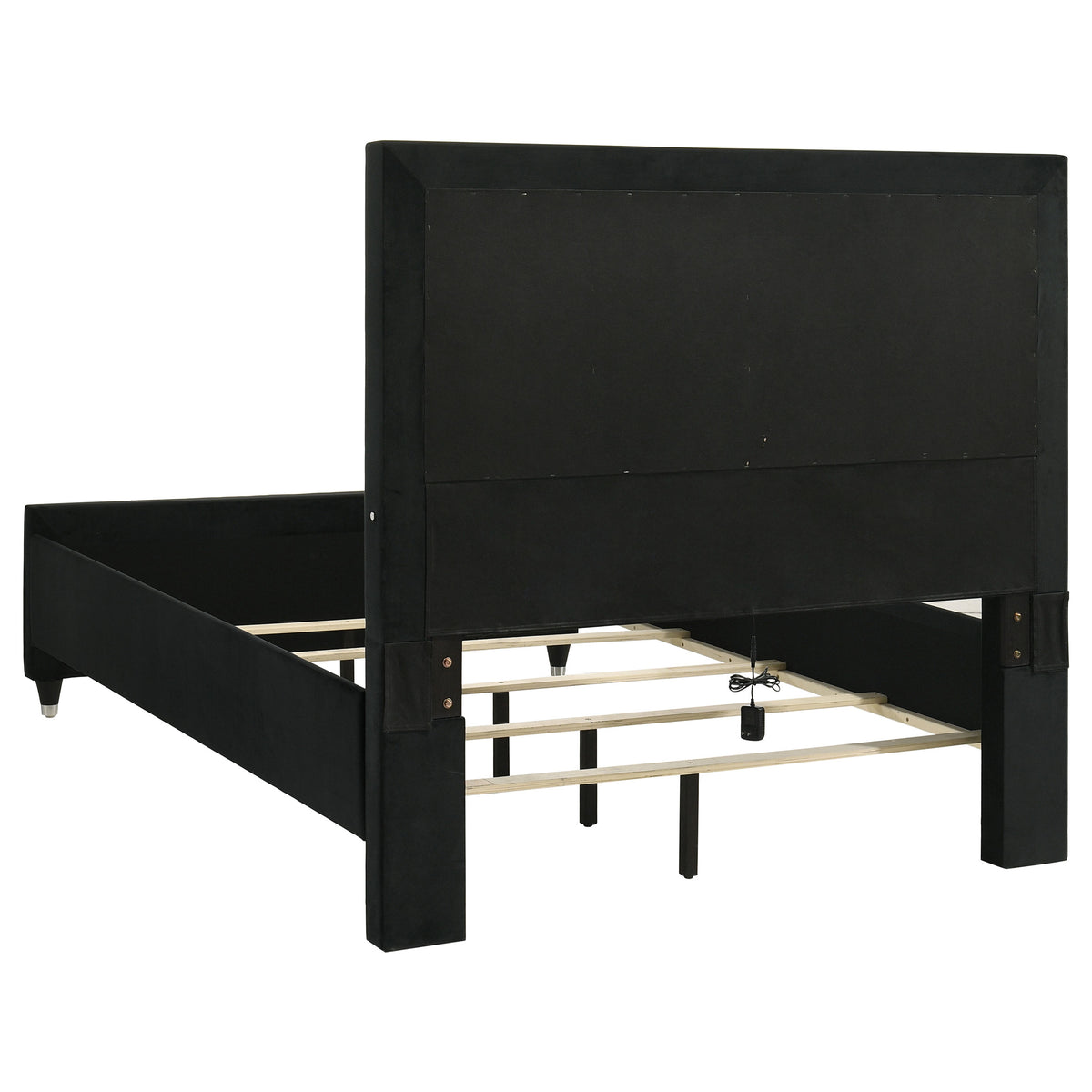 Ravenne 5-piece Velvet Upholstered LED Bedroom Set Black - Queen