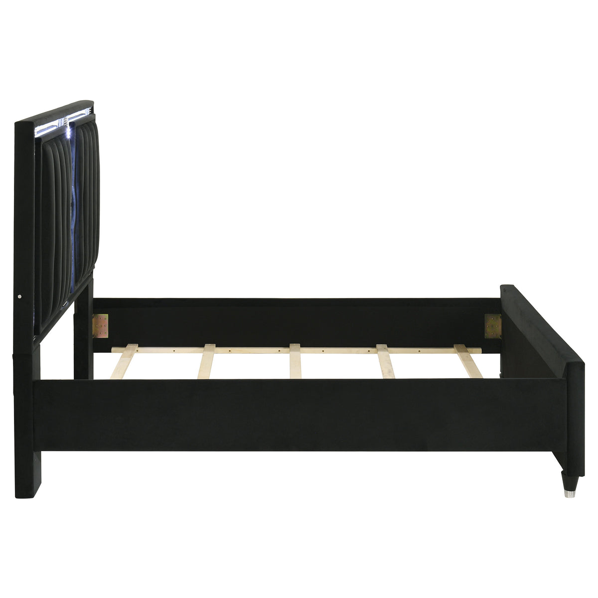 Ravenne Velvet Upholstered LED Panel Bed Black - Queen