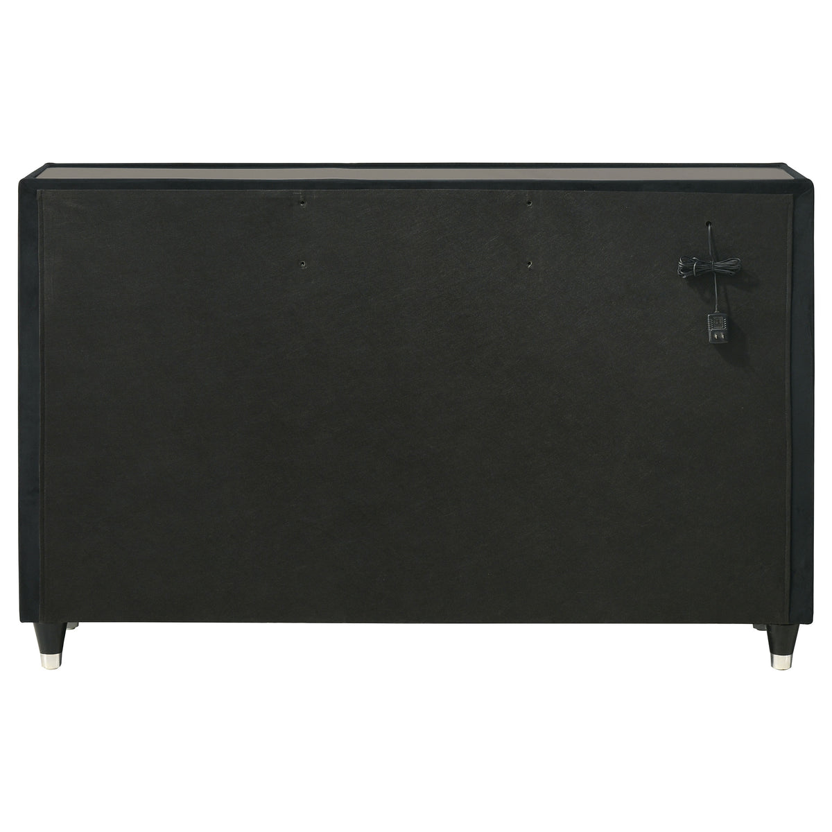 Ravenne 8-drawer Velvet Upholstered LED Dresser Black - Without Mirror