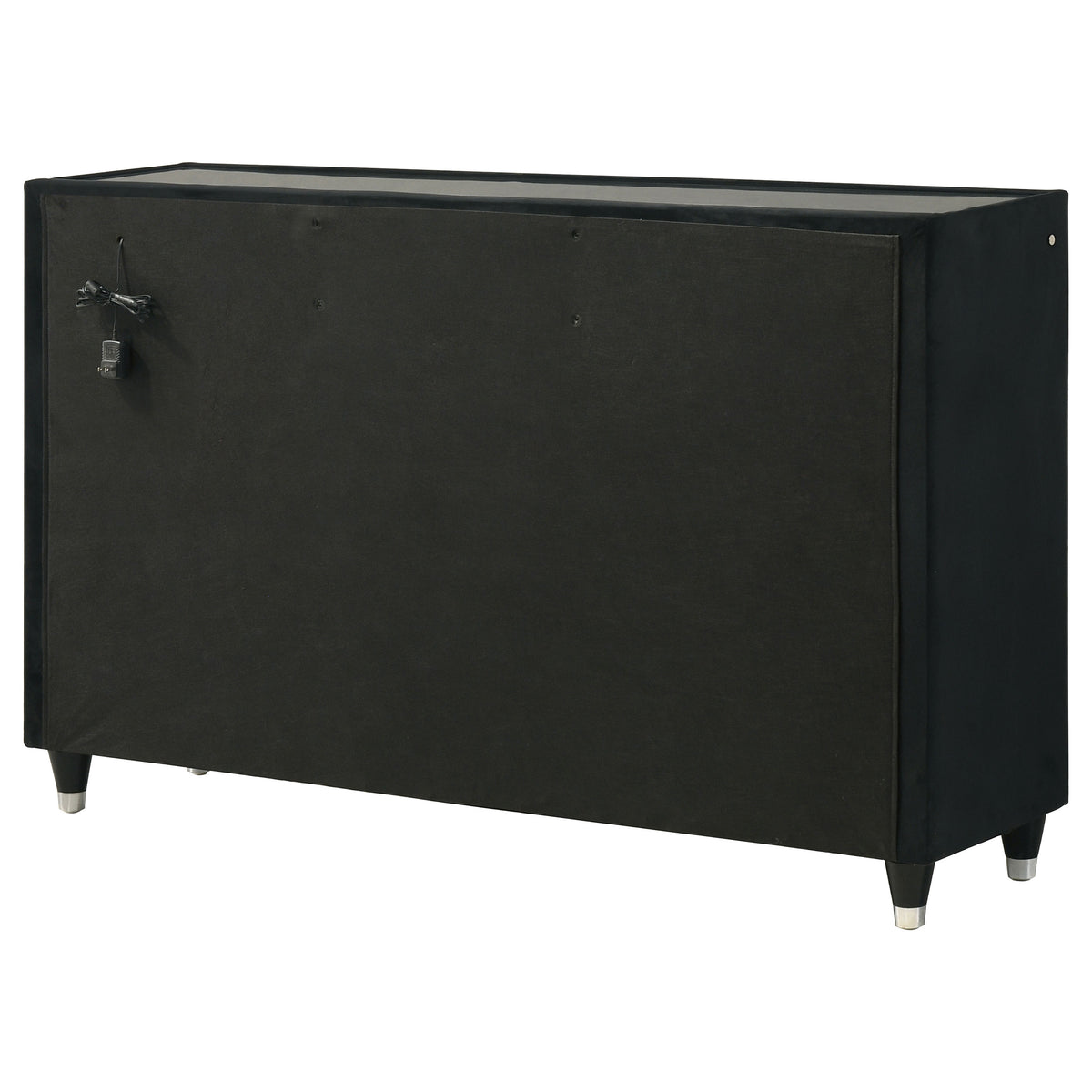 Ravenne 8-drawer Velvet Upholstered LED Dresser Black - Without Mirror