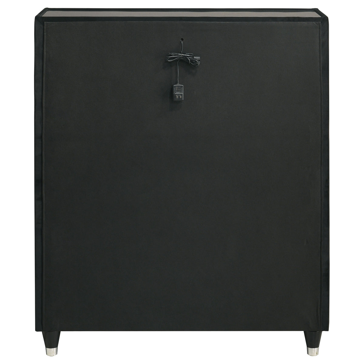 Ravenne 5-drawer Velvet Upholstered LED Chest of Drawers Black