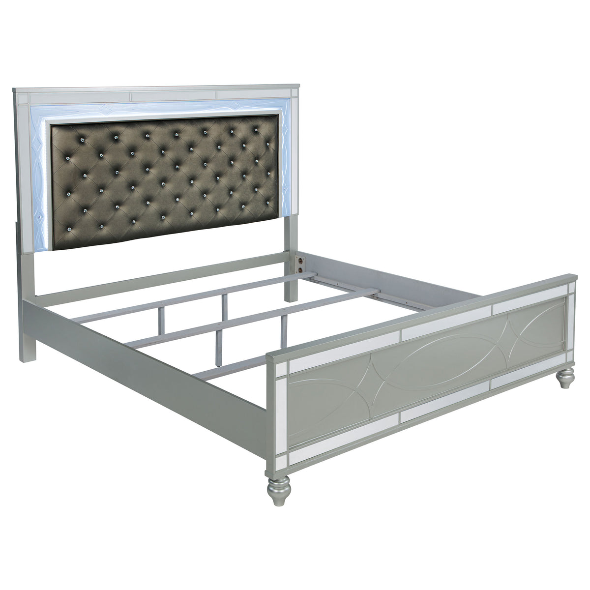 Gunnison Wood LED Panel Bed Silver Metallic - Eastern King