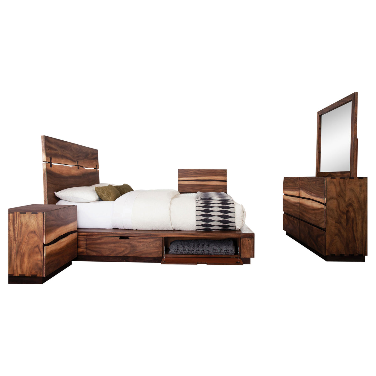 Winslow 5-piece Bedroom Set Smokey Walnut - Split Eastern King, Smokey Walnut and Coffee Bean