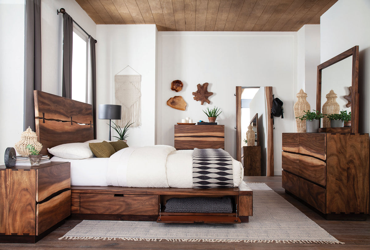 Winslow 5-piece Bedroom Set Smokey Walnut - Split Queen, Smokey Walnut and Coffee Bean